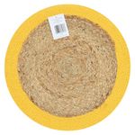 Individual Redondo Trenzado de Yute y Algodón para Mesa de 38 cm Borde Amarillo