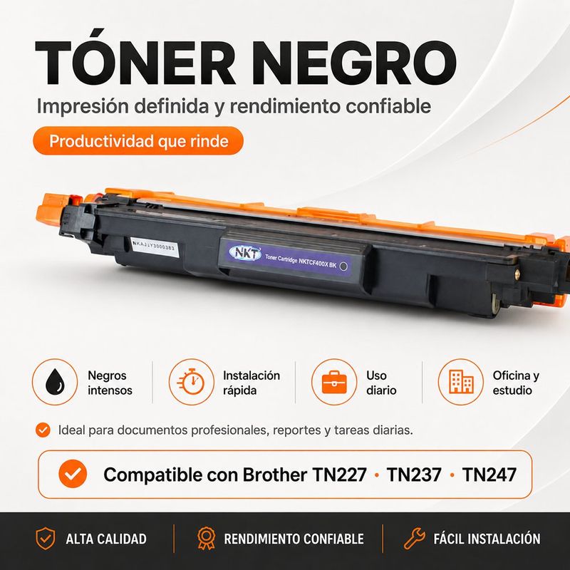 Cartucho de Tóner NKT Compatible Brother TN760/TN2420/TN2445/TN2450 Negro 3,000 Páginas