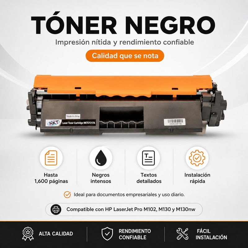 Cartucho de Tóner NKT Compatible HP CF217A Negro 1,600 Páginas