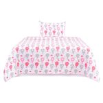 Set de Cubrecama Pinsonic Imperial con Diseño de Globos Color Blanco y Rosado de 2 Piezas