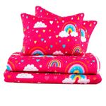 Set de Cubrecama Pinsonic Queen con Diseño de Arcoíris Color Rojo de 3 Piezas