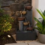 Fuente Decorativa con Luz y Cuencos Escalonados de 32 x 25.5 x 55 cm