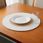 Individual Redondo Trenzado de Algodón para Mesa de 38 cm Borde Blanco