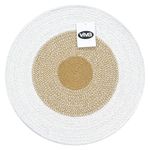 Individual Redondo Trenzado de Algodón para Mesa de 38 cm Borde Blanco