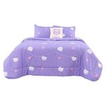 Set de Edredón Queen Diseño de Gatitos Color Lila de 4 Piezas