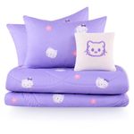 Set de Edredón Queen Diseño de Gatitos Color Lila de 4 Piezas