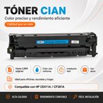Cartucho de Tóner NKT Compatible HP CE411A y CF381A Cian 2,800 Páginas