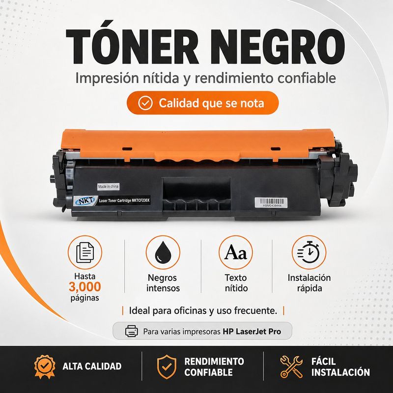 Cartucho de Tóner NKT Compatible HP CF230X Negro 3,000 Páginas
