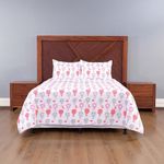 Set de Cubrecama Pinsonic Queen con Diseño de Globos Color Blanco y Rosado de 3 Piezas