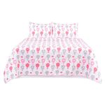 Set de Cubrecama Pinsonic Queen con Diseño de Globos Color Blanco y Rosado de 3 Piezas