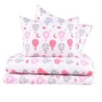 Set de Cubrecama Pinsonic Queen con Diseño de Globos Color Blanco y Rosado de 3 Piezas