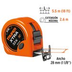 Cinta Métrica Xtra 1 1/8 plg x 5.5 m