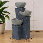 Fuente Decorativa con Luz y Tres Cuencos Color Gris de 26.5 x 26.5 x 51 cm