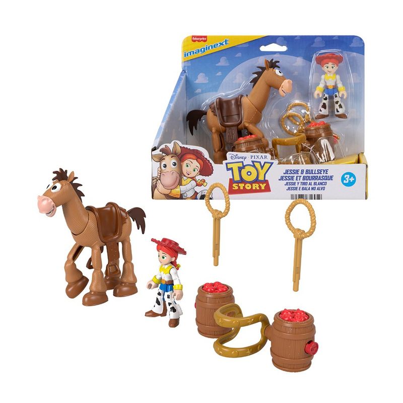 Set de Figuras Toy Story Jessie y Tiro al Blanco con Barriles y Accesorios del Viejo Oeste