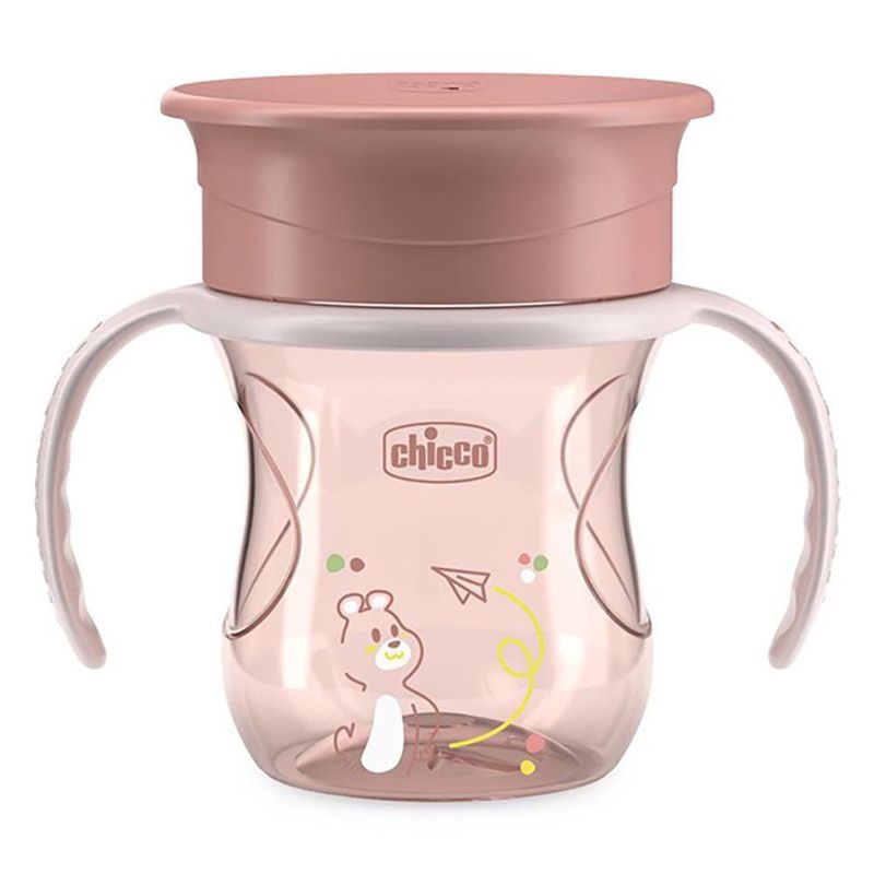 Vaso Entrenador Perfect 360 para 12M+ con Borde Antiderrames de 200 mL Color Rosa