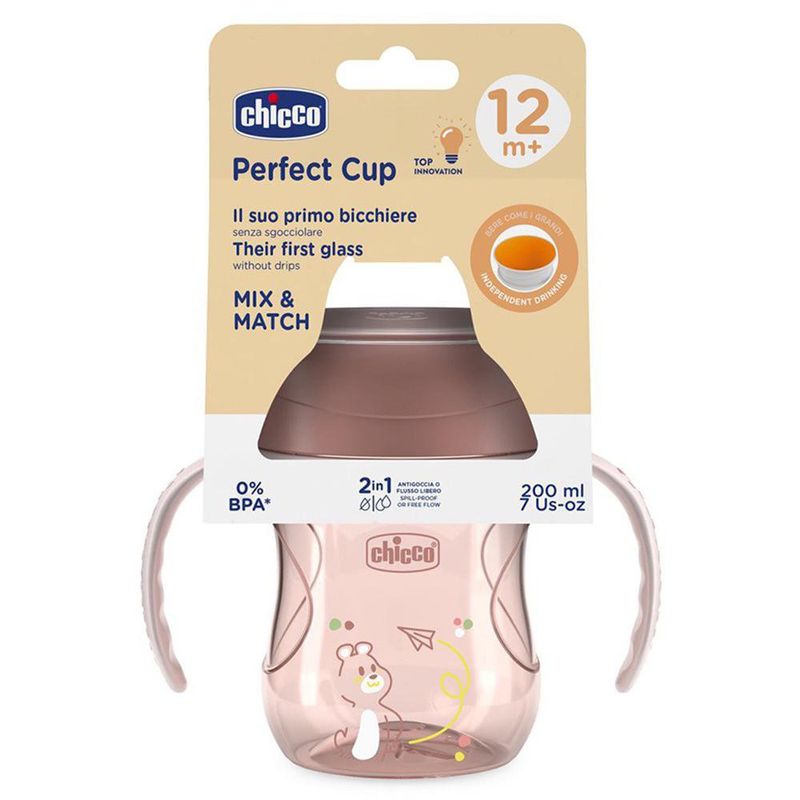 Vaso Entrenador Perfect 360 para 12M+ con Borde Antiderrames de 200 mL Color Rosa