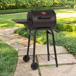 Churrasquera de Carbón Tipo Barril con Área de Cocción de 250 Plg² para Patio Negro
