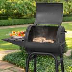 Churrasquera de Carbón Tipo Barril con Área de Cocción de 250 Plg² para Patio Negro
