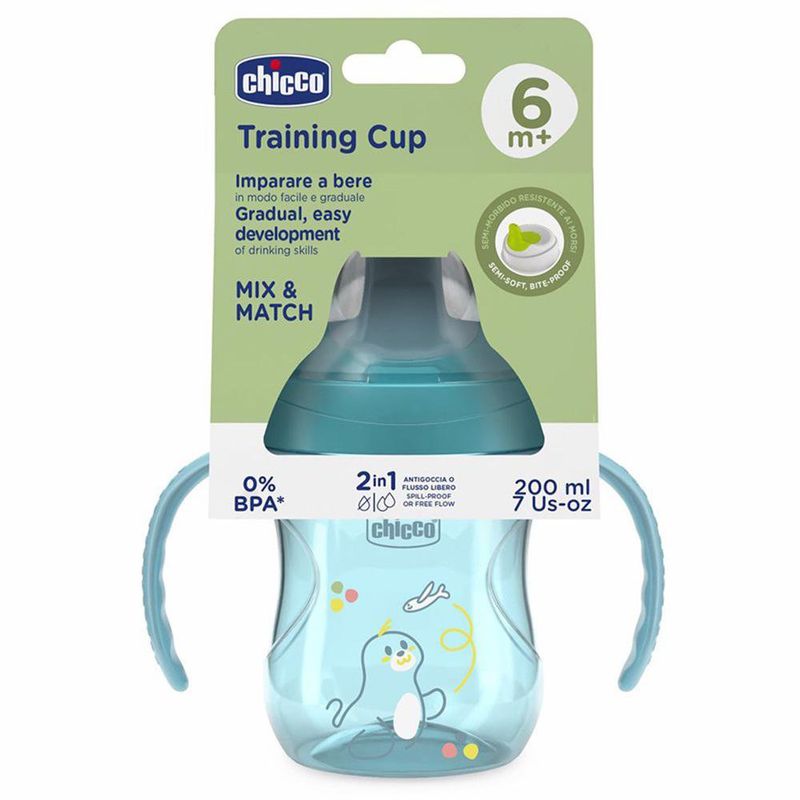 Vaso de Aprendizaje para 6M+ con Boquilla Semisuave de 200 mL Color Azul
