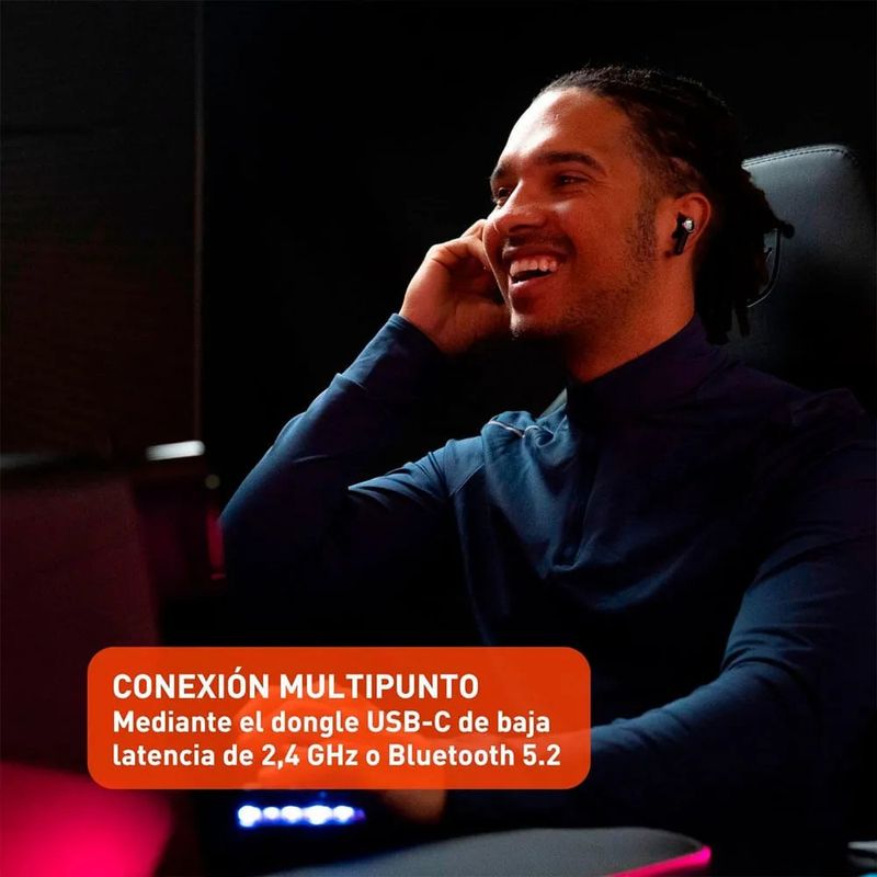 Audífonos Inalámbricos TWS Quantum para Gaming con Cancelación de Ruido Color Negro