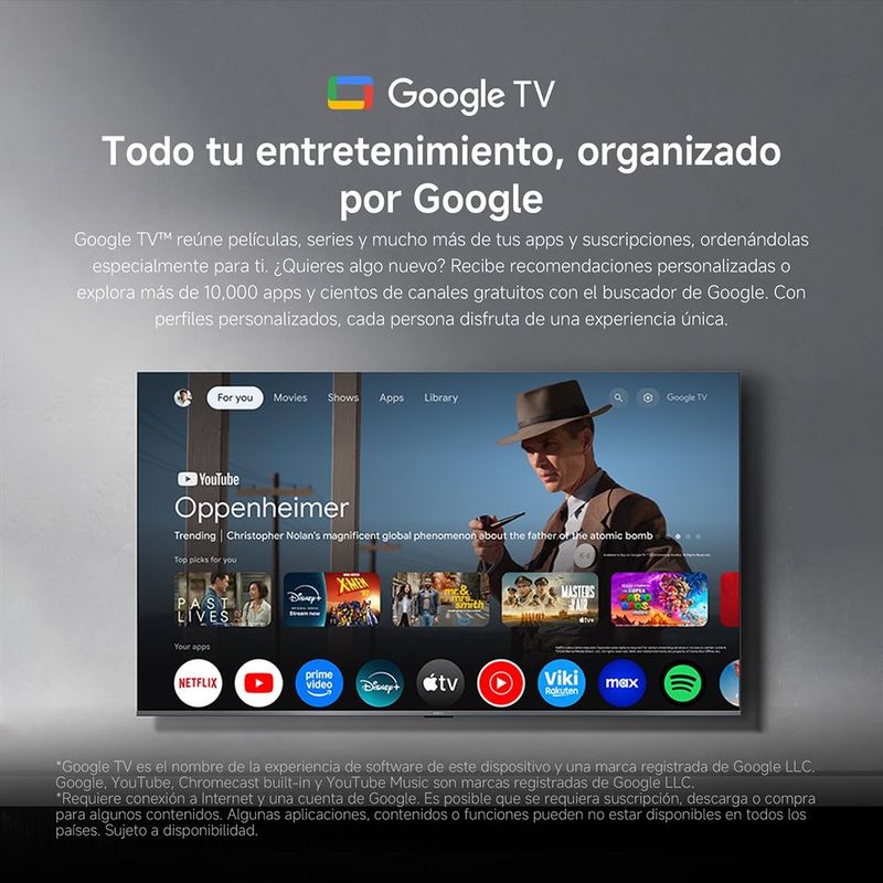Televisor Smart de 50" LED Ultra HD 4K Google TV
