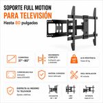 Soporte Articulado para Televisor en Pared Full Motion 37 a 80 Plg Color Negro