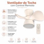 Ventilador de Techo Color Blanco con Control Remoto de 22 Plg