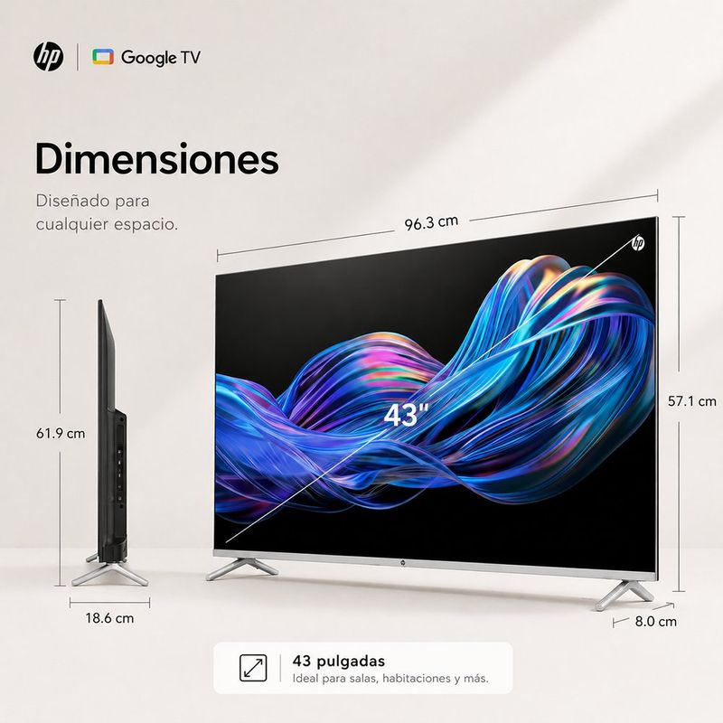 Televisor Smart de 43" QLED Full HD Google TV