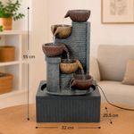 Fuente Decorativa con Luz y Cuencos Escalonados de 32 x 25.5 x 55 cm