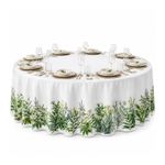 Mantel Redondo con Diseño Jardín para Comedor de 240 cm Verde