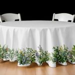 Mantel Redondo con Diseño Jardín para Comedor de 240 cm Verde