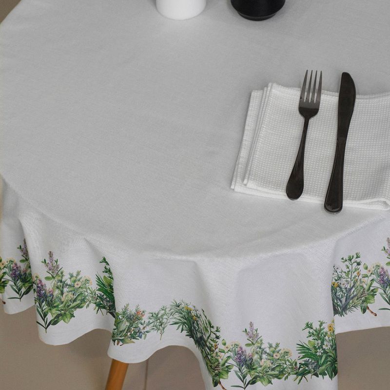 Mantel Redondo con Diseño Jardín para Comedor de 240 cm Verde