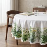 Mantel Redondo con Diseño Jardín para Comedor de 240 cm Verde