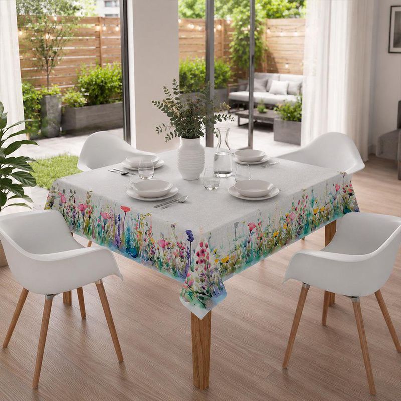 Mantel Cuadrado con Diseño Flores para Comedor de 180 x 180 cm Multicolor