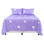 Set de Sábanas Queen Diseño de Gatitos Color Lila de 4 Piezas