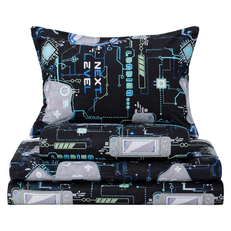 Set de Sábanas Imperial Diseño Gamer Color Negro Multicolor de 3 Piezas