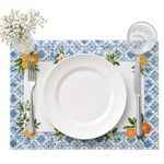 Individual con Diseño Mosaico para Mesa de Comedor de 35 x 50 cm Azul y Naranja