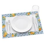 Individual con Diseño Mosaico para Mesa de Comedor de 35 x 50 cm Azul y Naranja