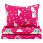 Set de Sábanas Imperial Diseño de Arcoíris Color Rojo Multicolor de 2 Piezas