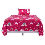Set de Sábanas Imperial Diseño de Arcoíris Color Rojo Multicolor de 2 Piezas