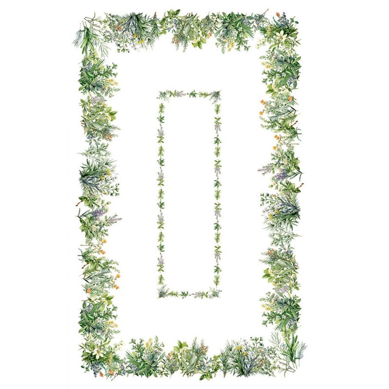 Mantel Rectangular con Diseño Jardín para Comedor de 180 x 250 cm Verde