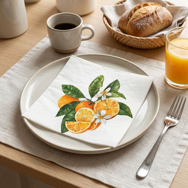 Servilleta con Diseño Mosaico para Mesa de Comedor de 50 x 50 cm Azul y Naranja