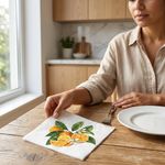 Servilleta con Diseño Mosaico para Mesa de Comedor de 50 x 50 cm Azul y Naranja