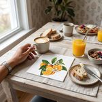 Servilleta con Diseño Mosaico para Mesa de Comedor de 50 x 50 cm Azul y Naranja