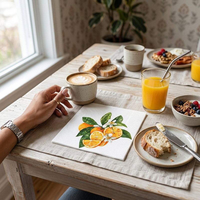 Servilleta con Diseño Mosaico para Mesa de Comedor de 50 x 50 cm Azul y Naranja
