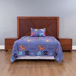Set de Sábanas Imperial Diseño de Dinosaurios Color Azul Multicolor de 2 Piezas