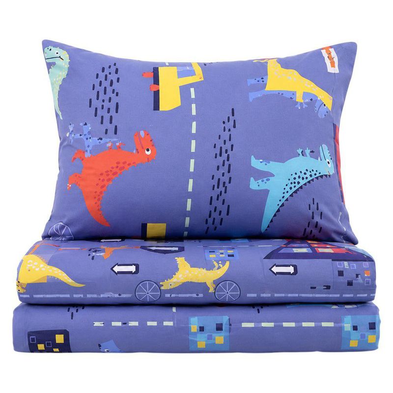 Set de Sábanas Imperial Diseño de Dinosaurios Color Azul Multicolor de 2 Piezas