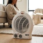 Calefactor y Ventilador Compacto de 1500 W con Termostato Ajustable Color Blanco