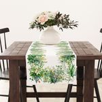 Camino de Mesa con Diseño Jardín para Comedor de 150 x 50 cm Verde