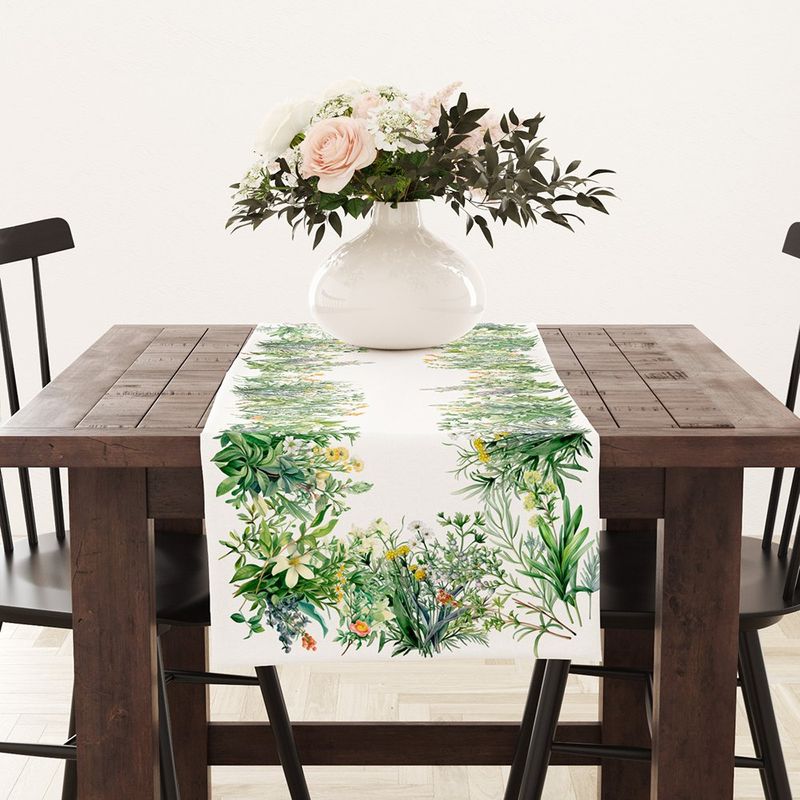 Camino de Mesa con Diseño Jardín para Comedor de 150 x 50 cm Verde